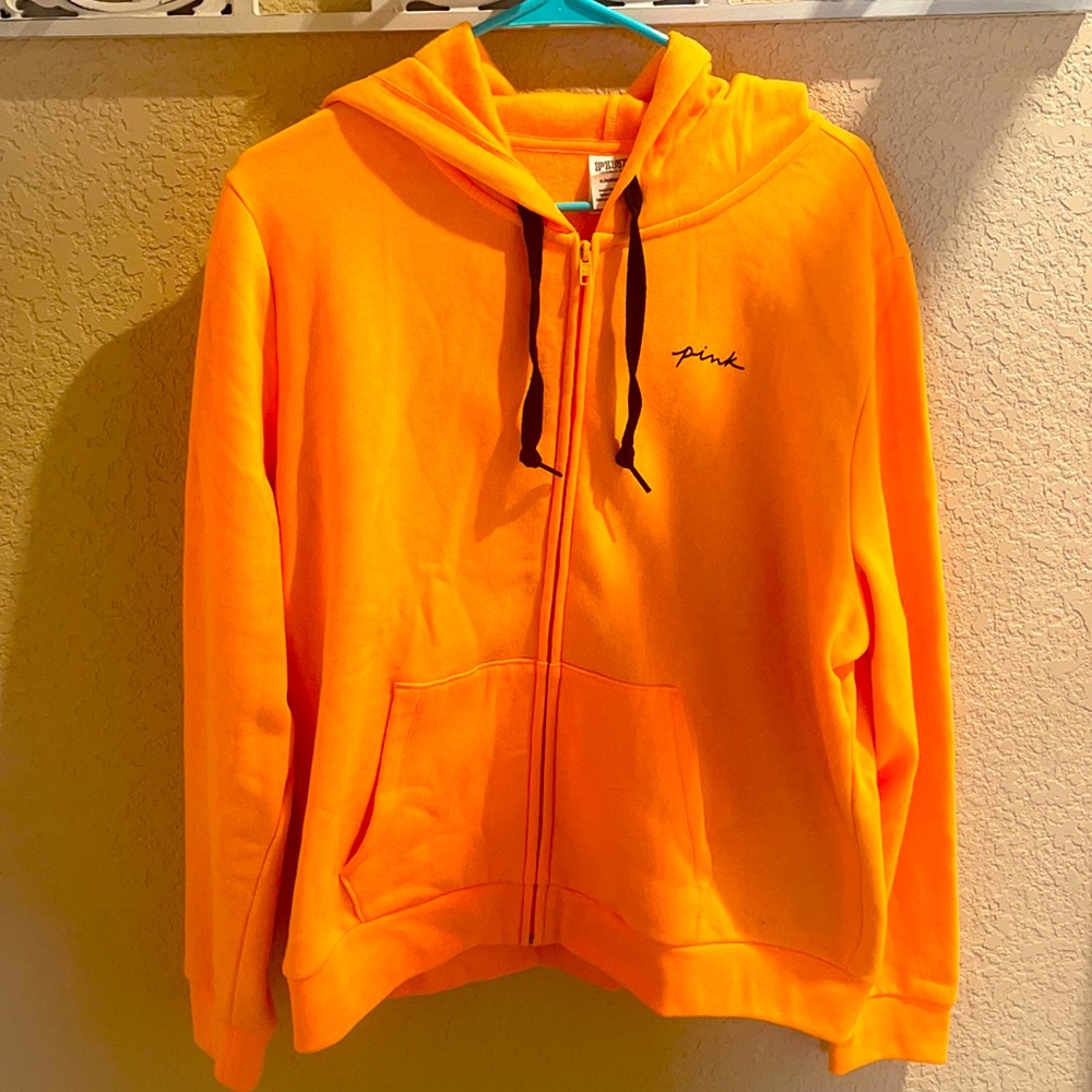 Women’s XL PINK neon orange zip up hoodie